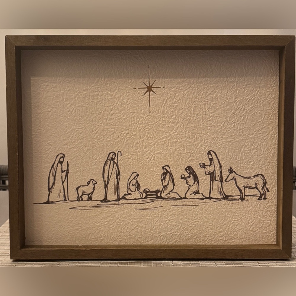 Christmas Nativity With Bethlehem Star Framed Christmas Wall Art. New.